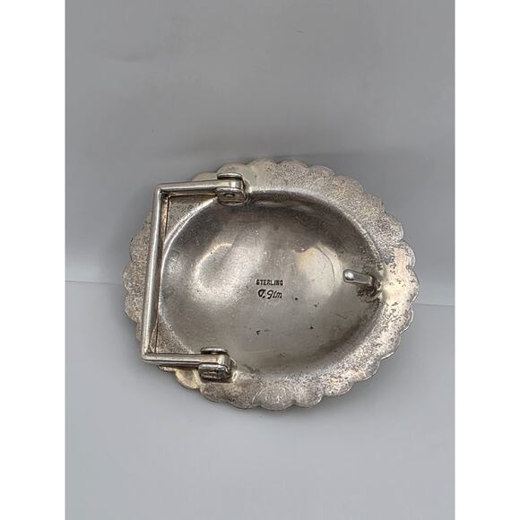 Vintage Native American R.Jim Sterling Silver 925 Turquest Belt Buckle main image 12